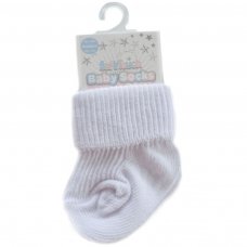 S01-W-NB: White Turnover Socks (Newborn)