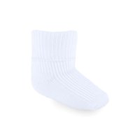 S02-W-03: White Turnover Socks (0-3m)