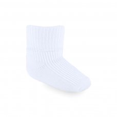 S02-W-03: White Turnover Socks (0-3m)