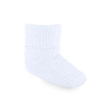 S02-W-03: White Turnover Socks (0-3m)