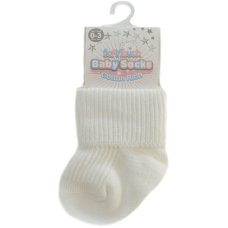 S06-C-03: Cream Turnover Socks (0-3m)