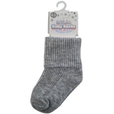 S02-G-03: Grey Turnover Socks (0-3m)