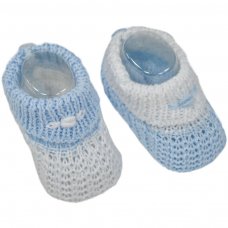 S420: Blue Turnover Cotton Baby Bootees