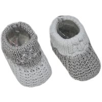 S421: Grey Turnover Cotton Baby Bootees