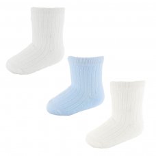 S82-B-NB3: 3 Pack Ribbed Socks (NB-3 Months)
