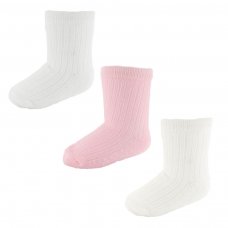 S82-P-36: Girls 3 Pack Ribbed Socks (3-6 Months)