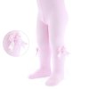 T41-P: Plain Pink Tights with Bow & Pom Pom (NB-24 Months)