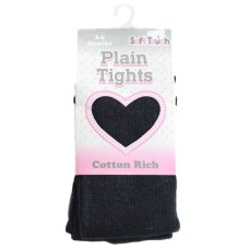 T86-BLK: Black Cotton Tights (NB-12 Years)