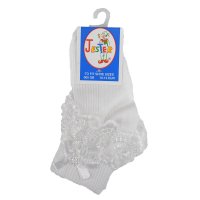 Girls White Jester Frilly Lace Socks