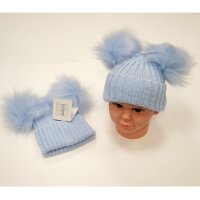 BW-0503-0332S-XL: Baby Sky Double Pom-Pom Hat (1.5-3 Years)