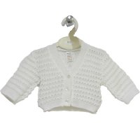 C2-W03: Baby White Knitted Cardigan (0-3 Months)