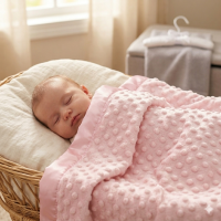 VEL03P: Baby Pink Luxury Ultra Soft Bubble Velour Wrap On A Satin Padded Hanger