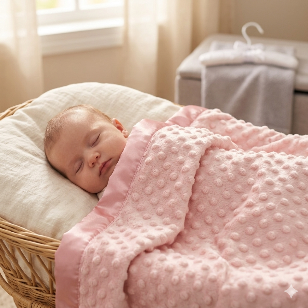 VEL03R: Baby Dusky Pink Luxury Ultra Soft Bubble Velour Wrap On A Satin Padded Hanger VEL03R: Baby Dusky Pink Luxury Ultra Soft Bubble Velour Wrap On A Satin Padded Hanger