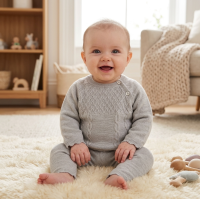 W23383: Baby Unisex Knitted 2 Piece Outfit (0-9 Months)